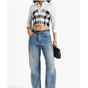 Mara Hoffman Black and White Plaid Crop Top